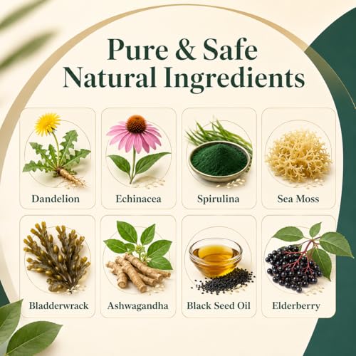 Lymphatic Drainage Capsules, Lymphatic Drainage for Immune, Cleanse & Detox, Reduce Swelling, Formula with Liver Health with Dandelion, Echinacea,Elderberry,Cleavers Herb,Burdock,Non-GMO (60 Capsules)