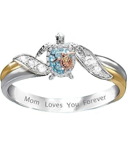 HUKQBUNX Sterling Silver Turtle Ring With Ruby - Beach Wave Design, Size 7-10