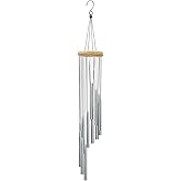 Wind Chimes for Outside with 12 Aluminum Tubes Wind Bells, 23 Inches Melody Windchimes Outdoors for Farmhouse Garden Patio Home Decor (Silver)