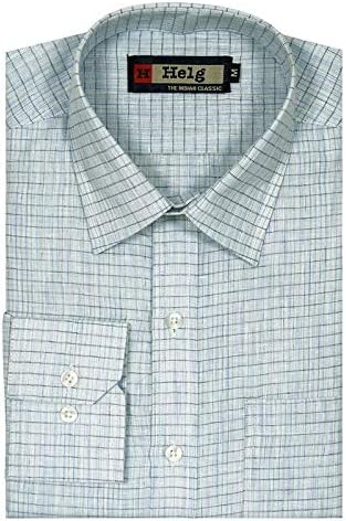 HELG Mens Formal Linen Checks Full Sleeves Comfort Fit Shirt