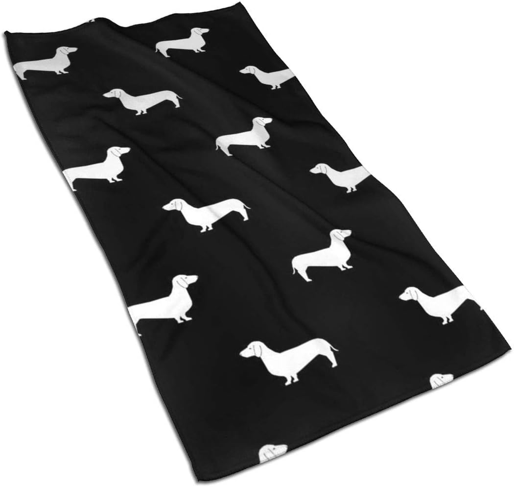 Black and White Dachshund Silhouette Kitchen Towels ¨C 17.5X27.5in Microfiber Terry Dish Towels for Drying Dishes and Blotting Spills ¨CDish Towels for Your Kitchen Decor