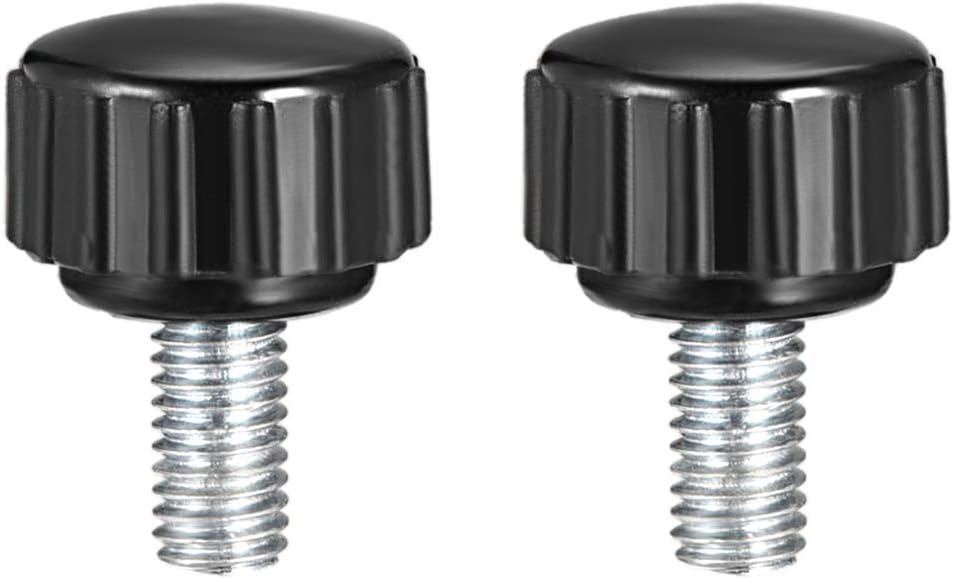 sourcing map M5 x 10mm Metric Male Thread Knurled Clamping Knobs Grip Thumb Screw on Type Plastic Threaded Hand Bolt Knobs Black 2 Pcs