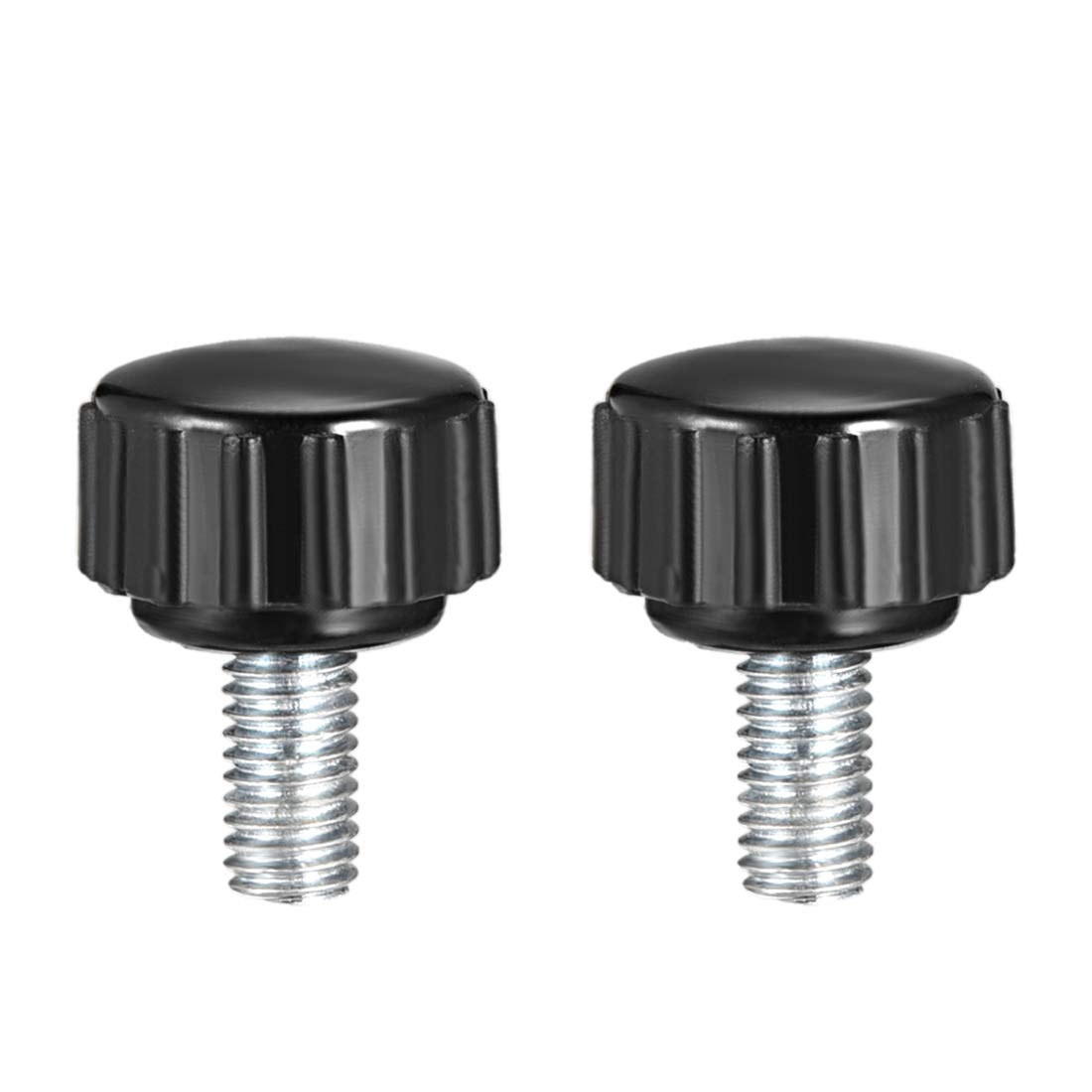 sourcing map M5 x 10mm Metric Male Thread Knurled Clamping Knobs Grip Thumb Screw on Type Plastic Threaded Hand Bolt Knobs Black 2 Pcs