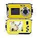 PowerLead PLDH19 Double Screens Waterproof Digital Camera 2.7-Inch Front LCD Easy Self Shot Camera (yellow)
