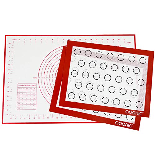 Silicone Pastry Mat 16x24 with Measurements，2 Pack NonStick Baking Mat