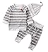 Newborn Baby Boys Girls Long Sleeve Striped T-Shirt Tops and Pants Outfit Set with Hat (3-6 Months, Grey)