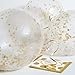 Unique Industries Decorations Clear Party Balloons with Gold Confetti, 12