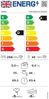Haier HWDQ90B416FWBRUK 9/5 kg Integrated Washer Dryer Graphite Black view 10