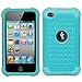 iPod 4 Case, iPod Touch 4 Case, MagicSky [Shock Absorption] Studded Rhinestone Bling Hybrid Dual Layer Armor Defender Protective Case Cover For iPod Touch 4th Generation - Cyan