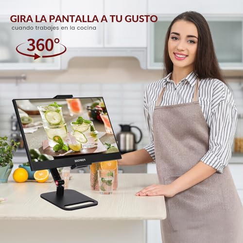 Rabbitstorm Soporte de Aluminio para Tableta, Aluminio Ajustable Portátil Plegable, Soporte Ajustable de 360 Grados, Compatible con iPad, Tableta, Celular, 4.6 a 17.3Pulgadas