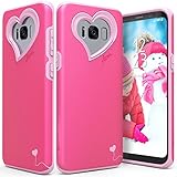 Vena Galaxy S8 Case, [vLove][Heart-Shape | Dual Layer Protection] Hybrid Bumper Cover for Samsung Galaxy S8 (Hot Pink/Rose Pink)