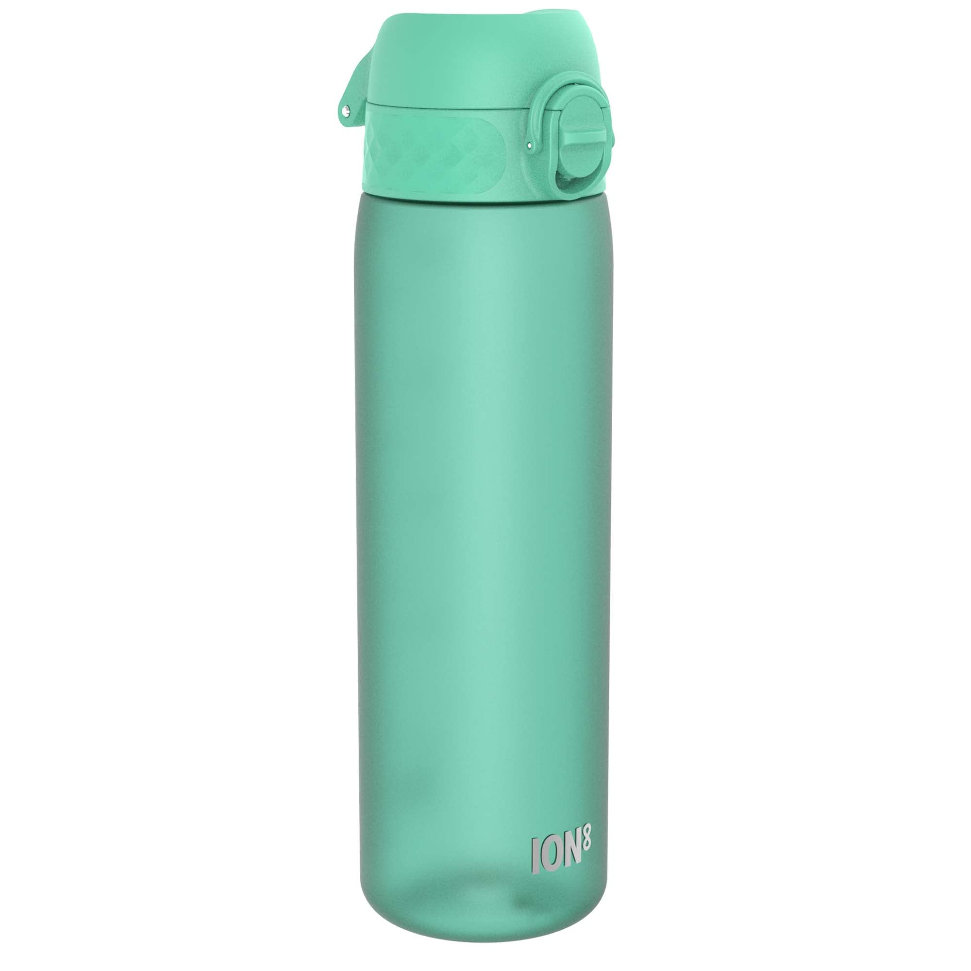 Ion8 Water Bottle, 500 ml/18 oz, Leak Proof, Easy to Open, Secure Lock, Dishwasher Safe, BPA Free, Hygienic Flip Cover, Carry Handle, Fits Cup Holders, Easy Clean, Carbon Neutral, Teal Green