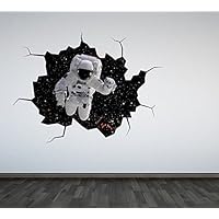 60 Second Makeover Limited Full Colour Astronaut Cracked Wall Sticker Decal Boys Bedroom Bathroom Playroom Universe Outer Space Galaxy