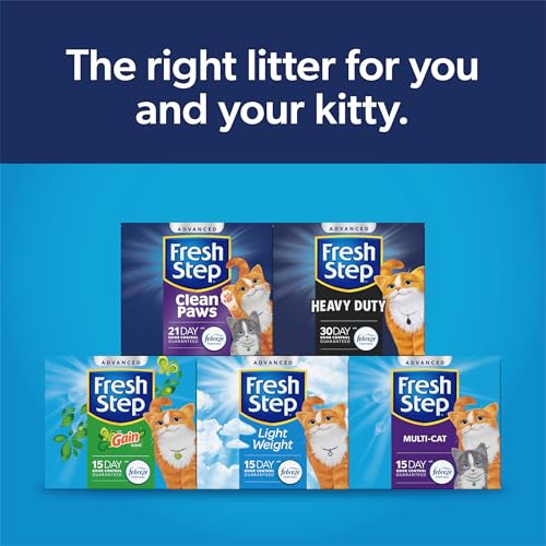FRESH STEP CLUMPING CAT LITTER, HEAVY DUTY ADVANCED, LONG LASTING 30-DAY ODOR CONTROL WITH ODOR ELIMINATING CARBON, 17.5 LB
