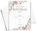 Printed Party Bridal Shower Invitations and Envelopes, Floral, Set of 40