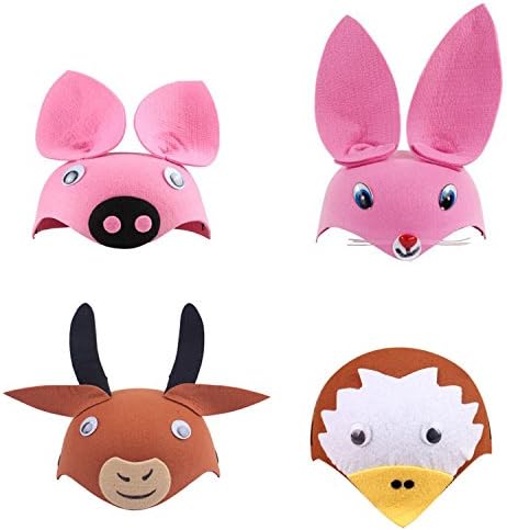 Weiyiss 4 pcs Animal Ear Headband for Birthday Party Favors Dress-Up Costume
