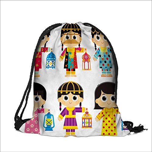 Print Drawstring Backpack girls are wearing an old traditional clothes in united arab emirates uae and carrying ramadan Rucksack Shoulder Bags(11.8W x 15.3L INCH)