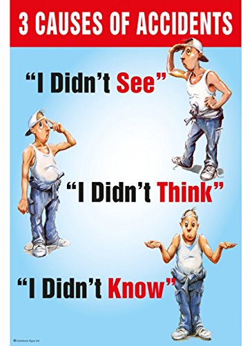 Caledonia Signs 58185 "3 Causes of Accidents" Poster, Synthetic Paper, 510 mm x 760 mm