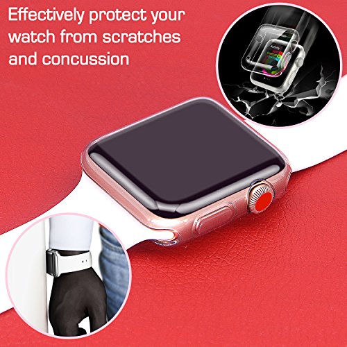 Apple watch series 3 case 42mm[2 Pack], TIRIO iwatch 3 Case TPU All-around 0.3mm Ultra-thin Soft High Transparency Full Cover for New Apple Watch Series 3（2017） - Thumbnail 5
