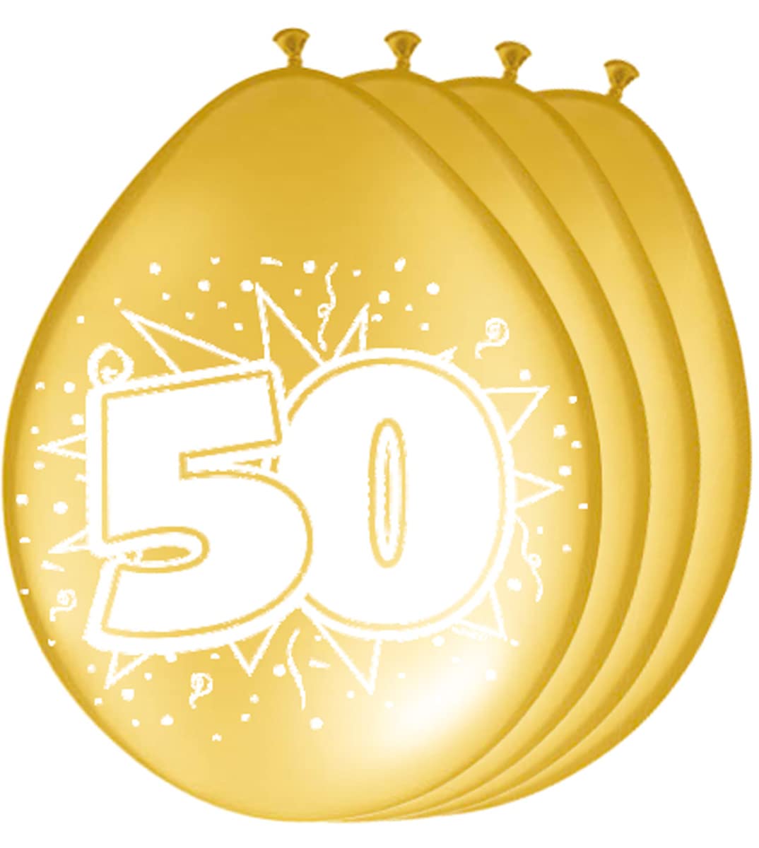 Folat - 50 Years Metallic Balloons For Party Decoration - Gold - 12In / 30cm - 8 pieces