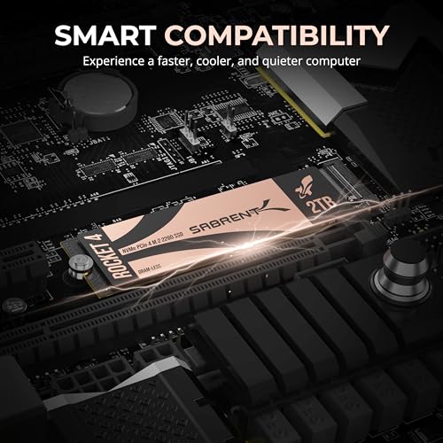 SABRENT Rocket 4 2TB NVMe SSD PCIe Gen4 M.2 2280 Internal Solid State Drive Up to 7450MB/s Read 6400MB/s Write for PS5 Desktop Laptop Gaming High-Speed Storage Low Heat (SB-RKT4L-2TB)