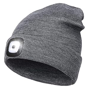 Rechargeable LED Lighted Beanie, Perfect Dad Gifts in Christmas, Stocking Fillers Cap with Light Hands Free Head Torch…