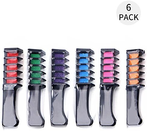 6PCS Washable Hair Chalk Comb - Audvy Multicolor Hair Chalk Disposable Hair Coloured Stick Cosplay DIY Hair Dye Powder Comb
