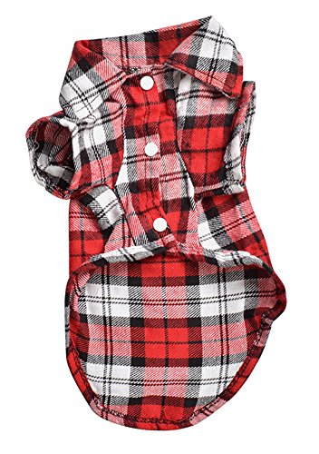 Zeroyoyo Pet Cat Dog Plaid T-shirt Cool Spring Summer Clothes Dog Apparel (XS, Red) - Thumbnail 5