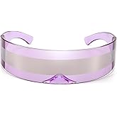 Dollger Futuristic Sunglasses Y2K Space Cyclops Wrap Around Glasses Rimless Translucent Mirrored Lens