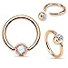 Rose Gold IP Over 316L Surgical Steel Gem Set WildKlass Ball Captive WildKlass Rings (Sold by Piece)