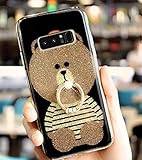 Samsung Galaxy S8 Plus Case Bling Diamond,Auroralove Galaxy S8 Plus Cover Glitter Cute Bear Luxury Soft TPU Samsung S8 Plus Case with Ring Stand for Girls Women(Strip)