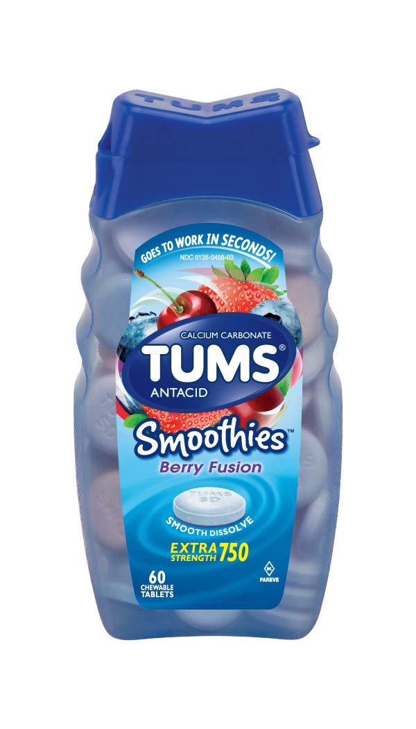 TUMS Smoothies Extra Strength Antacid Tablets for Chewable Heartburn
