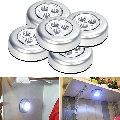 SHJNHAN LED Light Lamp,5Pcs LED Battery Powered Wireless Night Light Stick on Tap Touch Lamp Lights