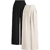 winkbay Women's 2 Pack Wide Leg Tailored Pants Dressy Pleated High Waisted Business Casual Trousers