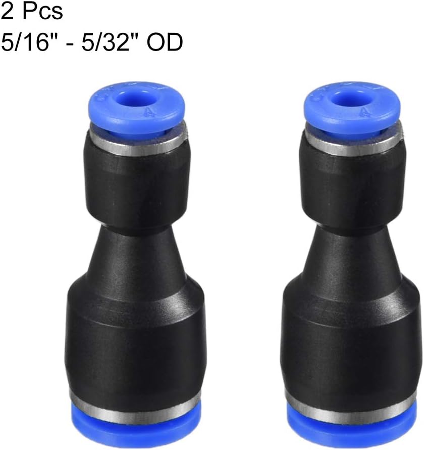sourcing map 2pcs Push to Connect Fittings Tube Connect 5/16" to 5/32" OD Reducing Straight Union Push Fit Fittings Tube Fittings Push Lock Blue - Image 4