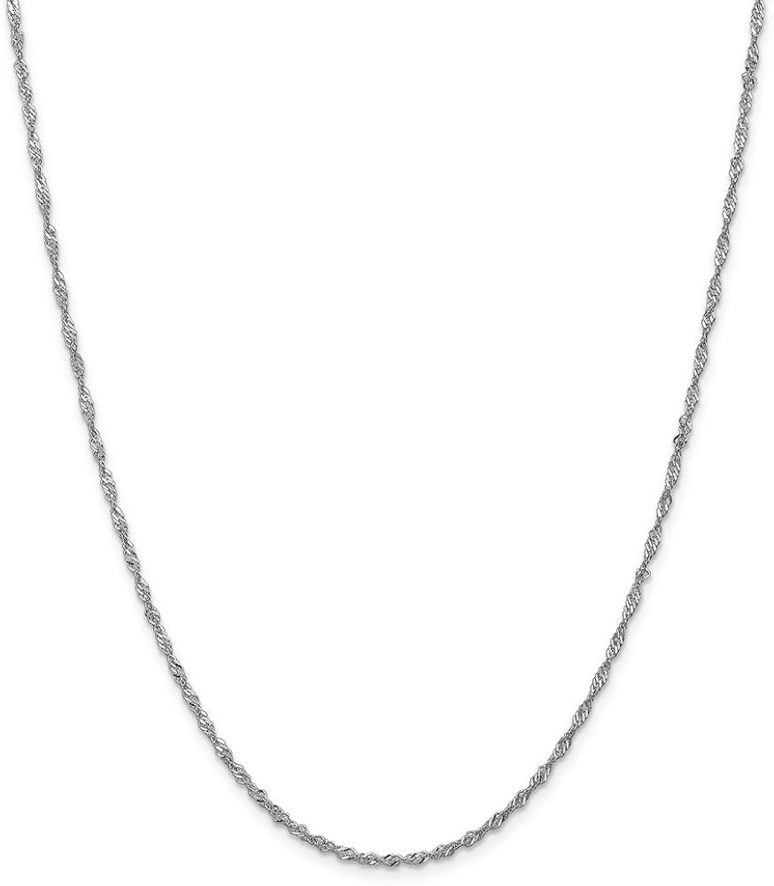 14k White Gold 1.7mm Singapore Chain, Length 18 in, 14 kt