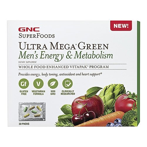 GNC SuperFoods Ultra Mega Green Men's Energy & Metabolism 30 pks