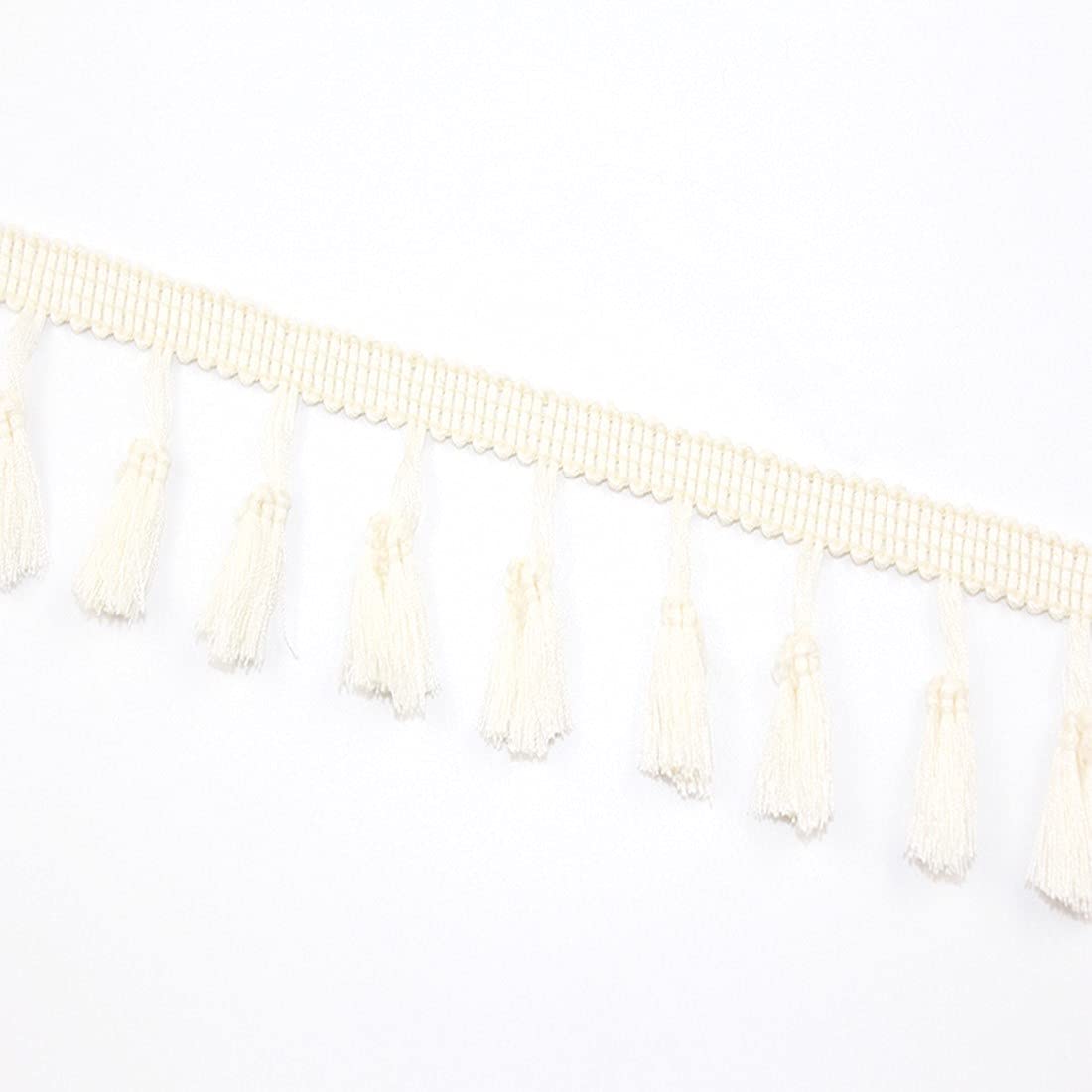 10m Vintage Fringe Tassel Trim Ribbon Tassels Lace Edge Fringe Fabric Ribbon Embroidered Trimming, Curtains Clothes Handmade Sewing Accessories (Beige)