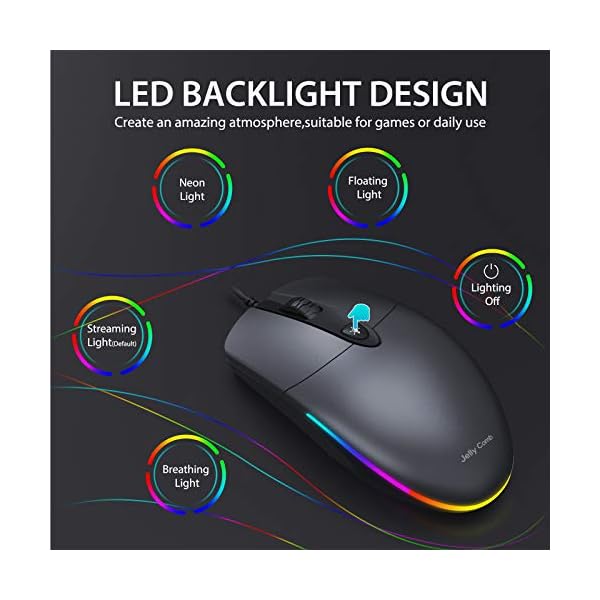 Wired-Mouse-Jelly-Comb-Optical-Gaming-Mice-with-Silent-Clicking-and-RGB-Backlight-for-PC-Computer-Laptop-1600-DPI-Black-and-Dark-Grey Wired Mouse, Jelly Comb Optical Gaming Mice with Silent Clicking and RGB Backlight for PC Computer Laptop, 1600 DPI…