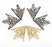 yueton 3 Pairs Golden Bronze Copper Metal Triangle Brooch, Collar Pins Decoration Parts