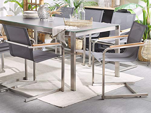 Beliani Gartenstuhl aus Edelstahl mit Polyester in Grau 6er Set Moderner Look Cosoleto – Bild 5