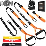 Resistance Straps Trainer Bundle | Complete BodyWeight Training Straps Kit + Wall Mount Bracket + 3 Exercise Loop Bands | Five Anchoring Solutions with Easy Setup for Home, Gym & Outdoors Workouts