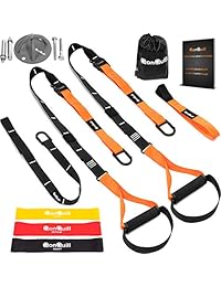 Juego de correas de resistencia para entrenamiento, juego completo de correas de entrenamiento de peso corporal + soporte de pared + 3 bandas de ejercicio   cinco soluciones de anclaje con fácil configuración para el hogar, gimnasio y entrenamientos al ai