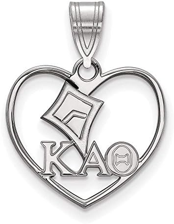 925 Sterling Silver Rhodium-plated Sororities Kappa Alpha Theta Heart Charm Pendant