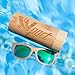 Ynport Mens/Womens Polarized Full Charcoal Bamboo Frame Classic Wooden Coated Sunglasses, Vintage Eyewear, Floating in Water