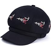 Juiterchy Women Retro Classic Visor Newsboy Cabbie Cap Beret Hats with Flower Buckle for Woman Ladies