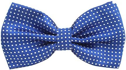 Mens Classic Polyester Polka Dots Bow Ties Pre-tied (Royal Blue)
