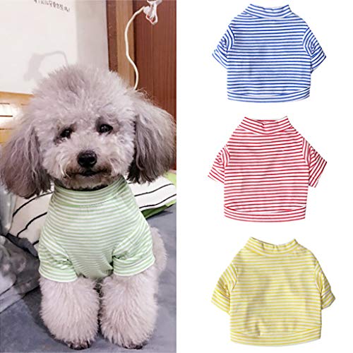 Longay Pet Dog Puppy Vest T-shirt Dog Clothes Striped Vest Apparel Spring (Blue, L) - Thumbnail 3