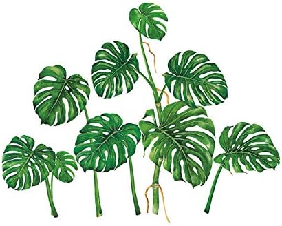 K6gIZ Tropical Plants Green Leaves Wall Stickers Living Room Bedroom Kids Room Vinyl Wall Decals Art Murals Home Decor 410W-Multicolor-United States