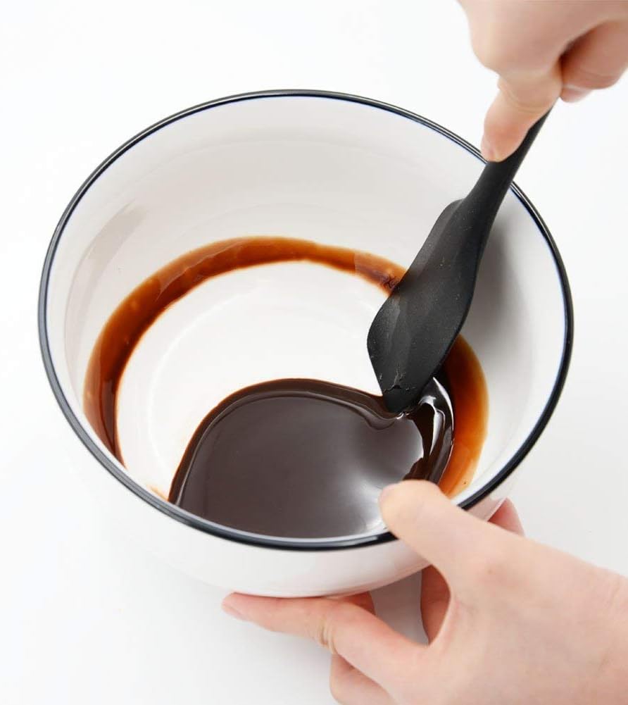 Silicone Spatula 3-piece Set, Ergonomic Handle High Heat-Resistant Spatulas, Non-stick Rubber Spatulas with Stainless Steel Core, Black: Kitchen & Dining